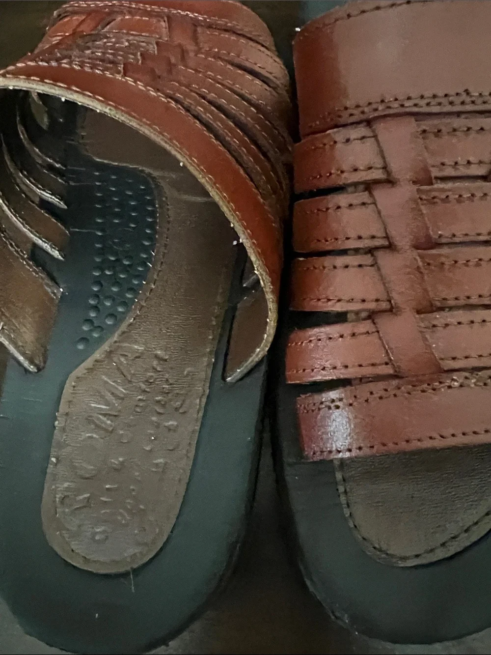 Men's Brown Leather Slide Sandals